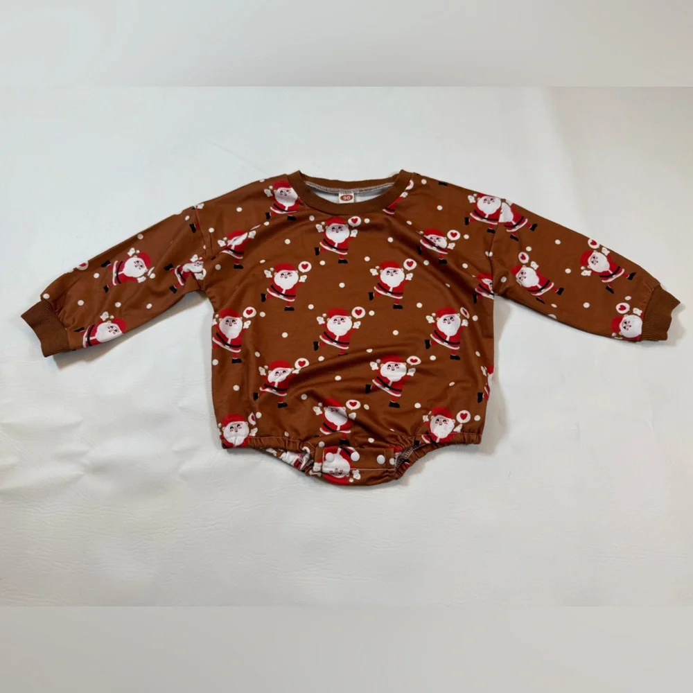 Baby unisex Christmas Romper Snowman Santa Print 12-18 mon (bin R) - Picture 10 of 10